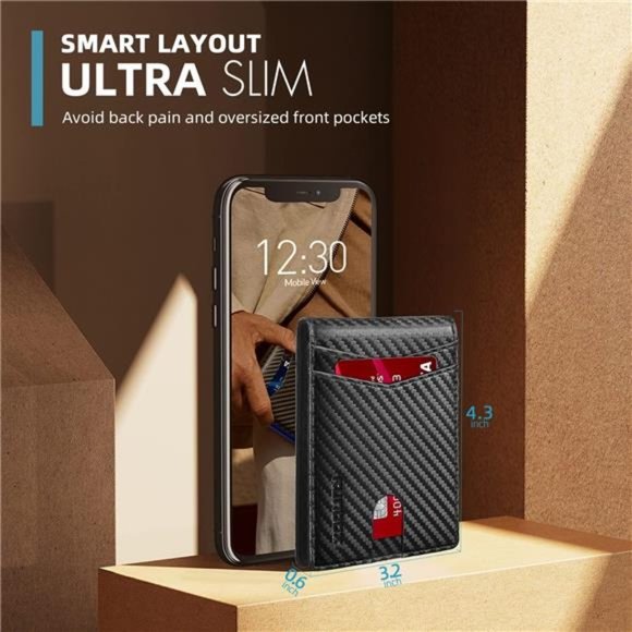 Men's Wallets 15 Card Holder Slim Rfid Leather 2 ID Window With Gift Box - Picture 2 of 6